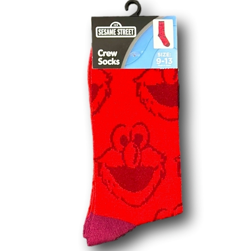 4/$25 Sesame Street Elmo Red Casual Novelty Socks Unisex New